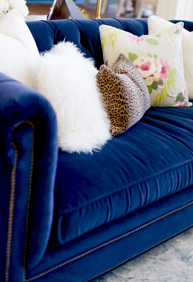 Navy Blue Velvet Sofa Bed - Beautifully upholstered in a soft touch ...