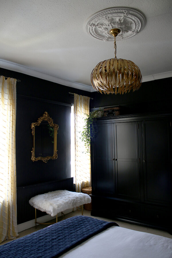 My New Gold Glam Light Fixture in the Bedroom - Swoon Worthy