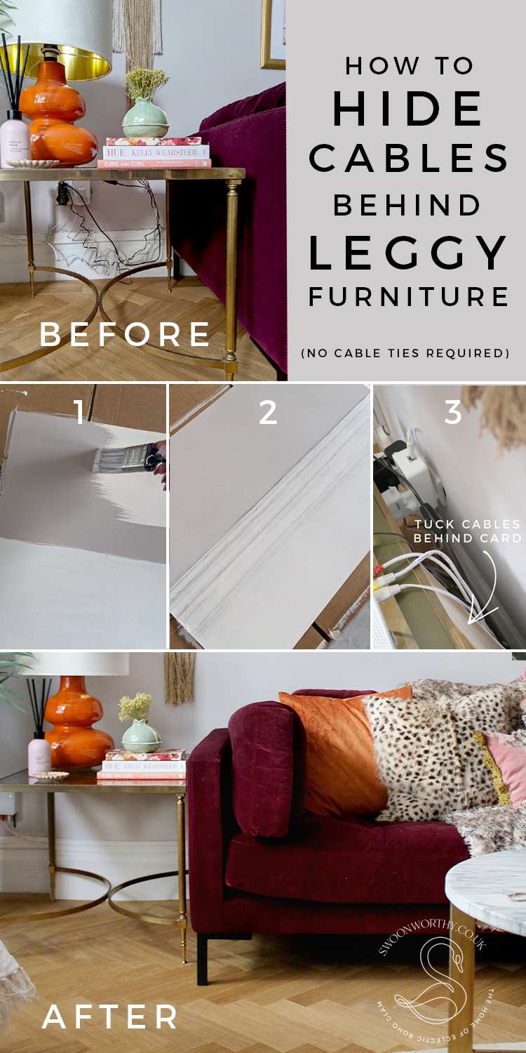 How To Conceal Cables Behind Leggy Furniture Swoon Worthy